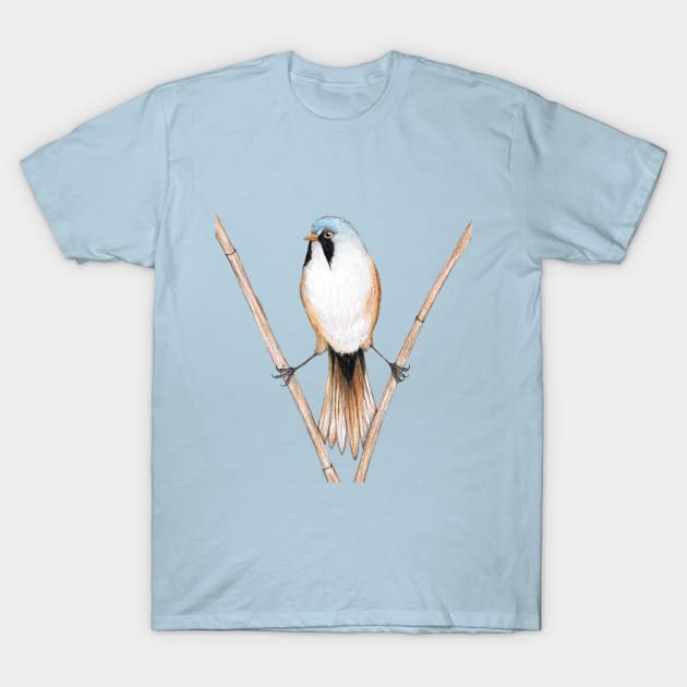 Bearded reedling pencil drawing T-Shirt by Bwiselizzy